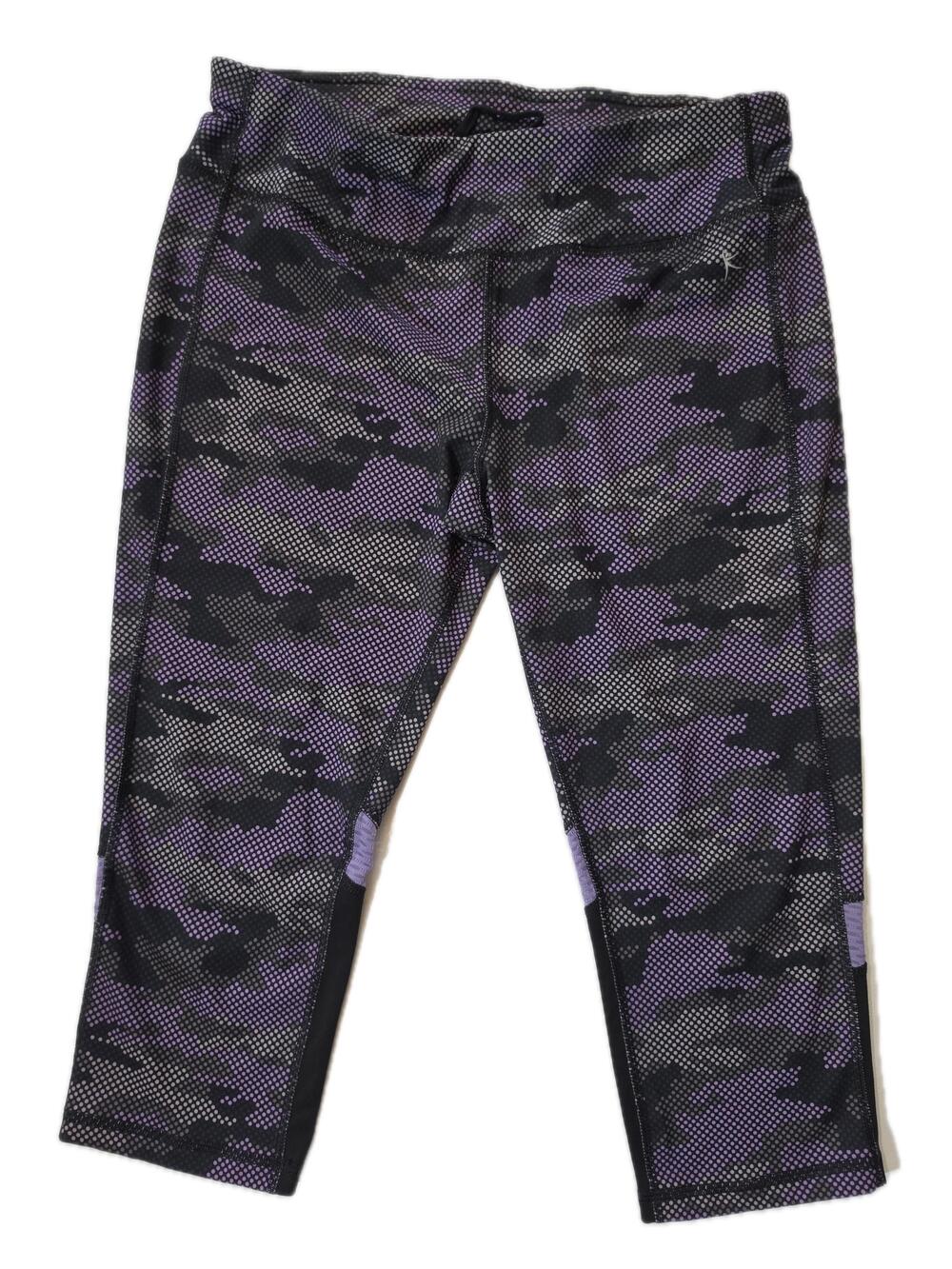 Danskin Now Leggings Womens M Purple Camo Capri Yoga Activewear Stretch